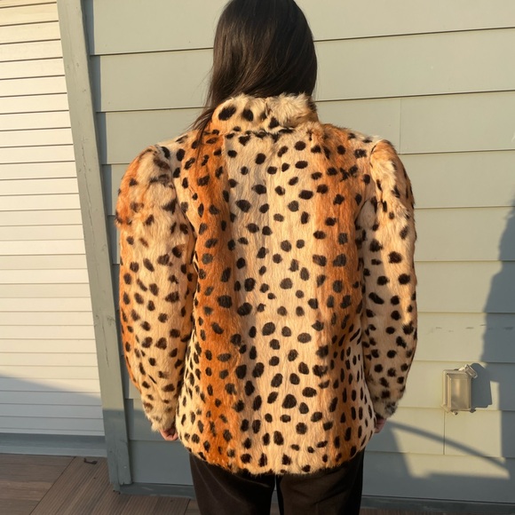 Vtg Y2K 90’s Leopard Spot Rabbit Fur Coat Glam Lux Old Money NOS PUFFY Hollywood - Picture 5 of 16